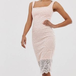 Lace square neck bodycon dress
